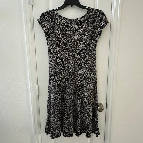 Nomadic Traders Womens Black & Beige Floral Cap Sleeve Dress XL Rayon - Picture 3 of 7